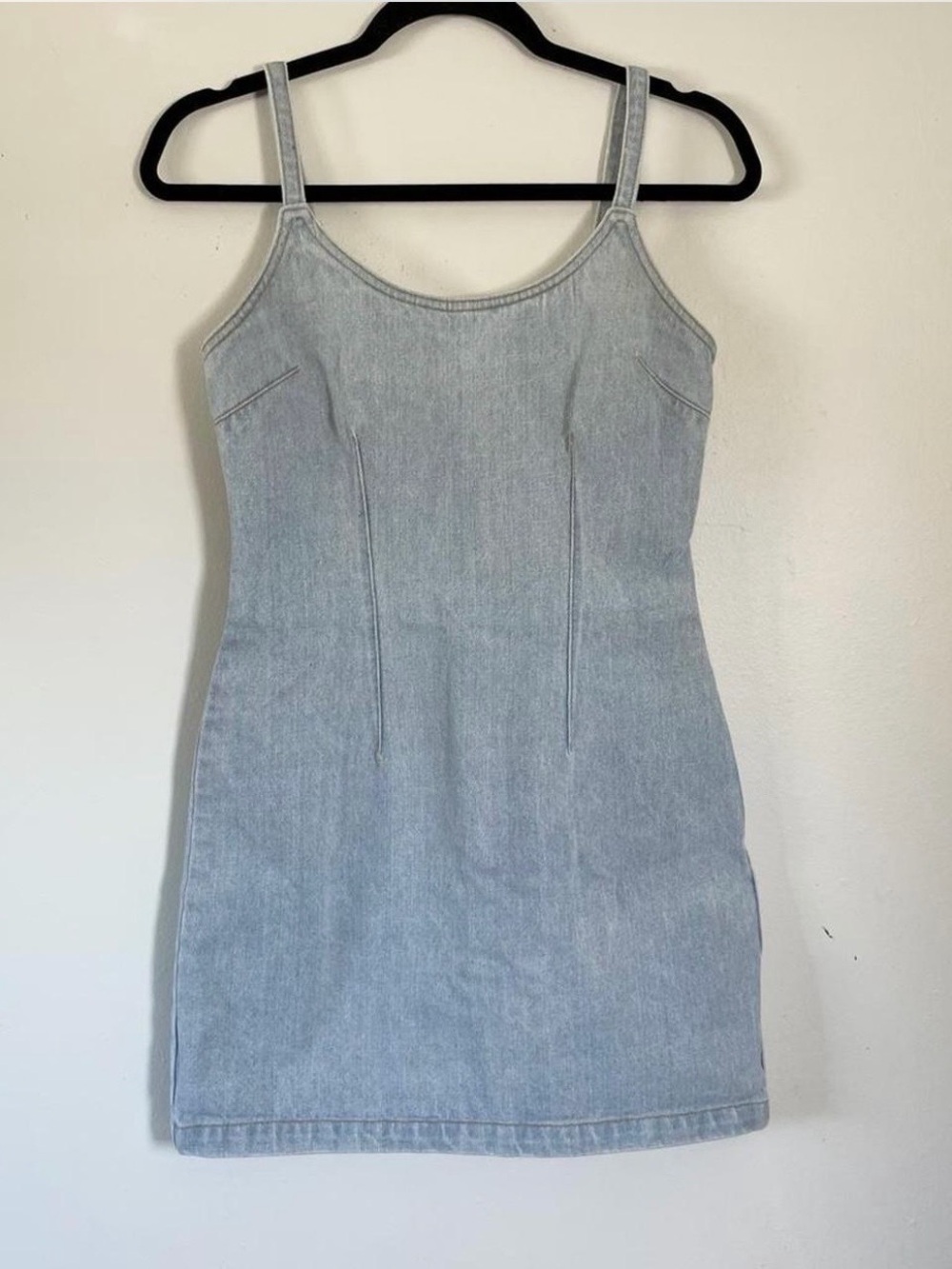 Forever 21 Light Blue Denim Mini Slip Tank Dress Size Small Adjustable Straps